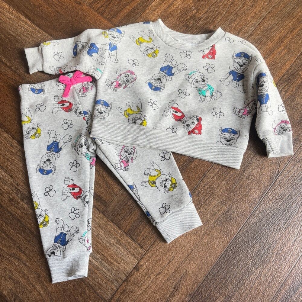 Nickelodeon Paw Patrol 2 Piece Set Outfit Pants Sweatshirt Grey Size 12 Months